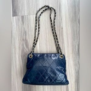 Vintage Chanel Camera Bag in Navy Blue Lambskin